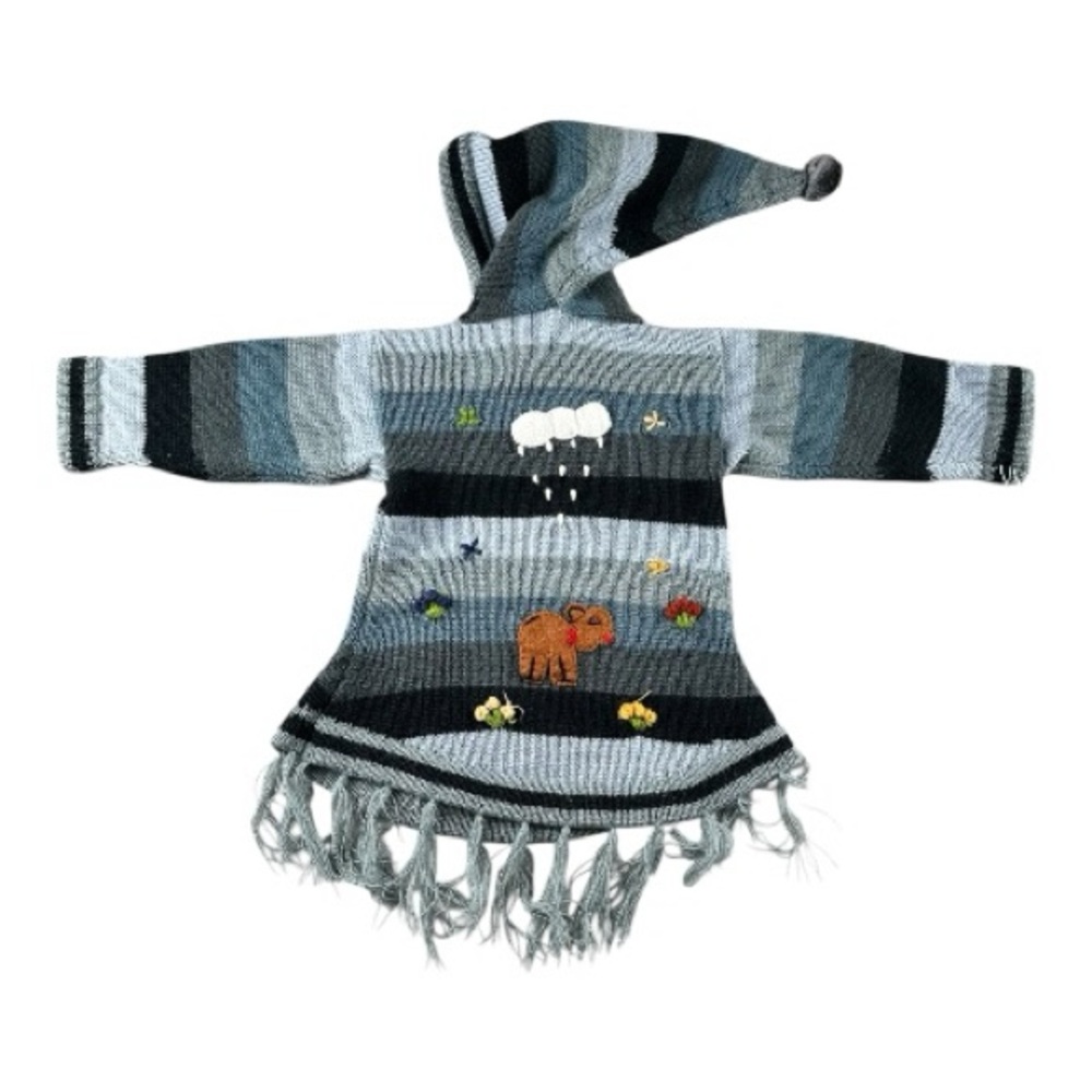 Peruvian Knit Toddler Animal Hooded Fringe Sweater 2T 3T - Picture 3 of 6